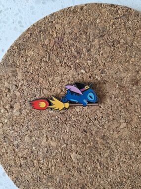 Blue Stitch Witch Pin with Rocket Trail